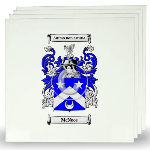 McNece Set of Four Large Tiles with Coat of Arms