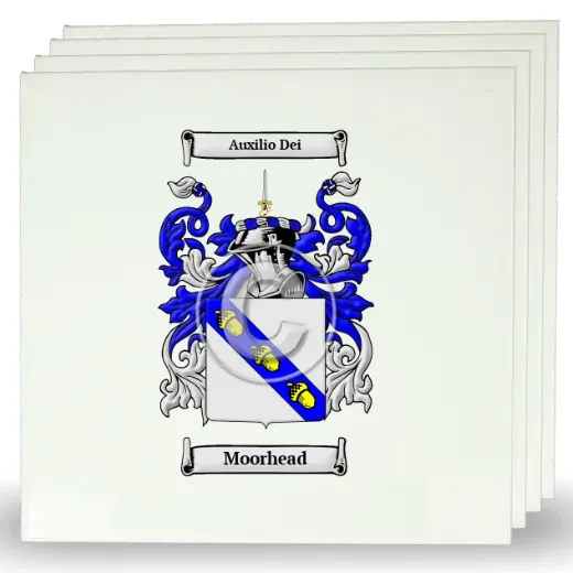 Moorhead Set of Four Large Tiles with Coat of Arms