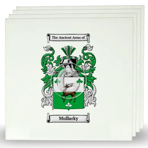 Mullarky Set of Four Large Tiles with Coat of Arms