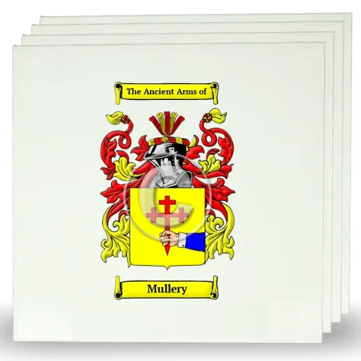 Mullery Set of Four Large Tiles with Coat of Arms
