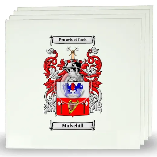 Mulvehill Set of Four Large Tiles with Coat of Arms