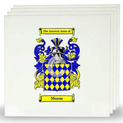 Muron Set of Four Large Tiles with Coat of Arms