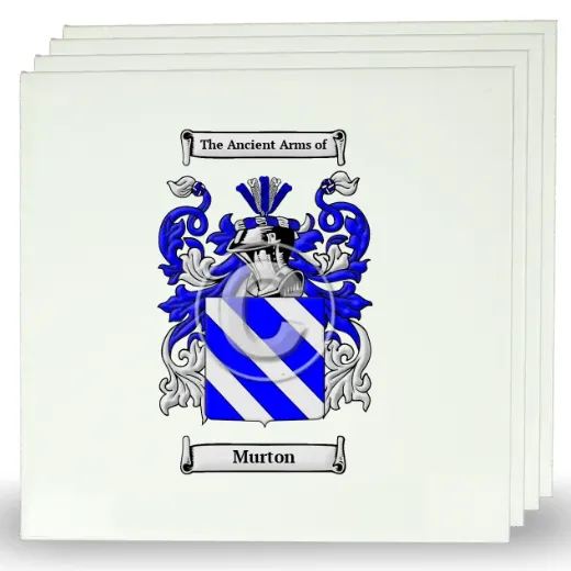 Murton Set of Four Large Tiles with Coat of Arms