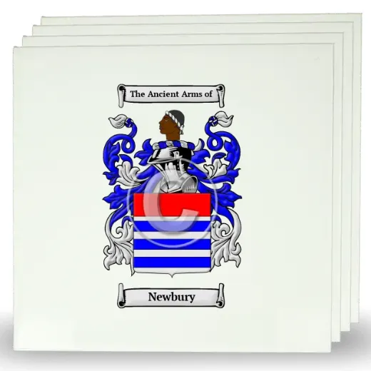 Newbury Set of Four Large Tiles with Coat of Arms