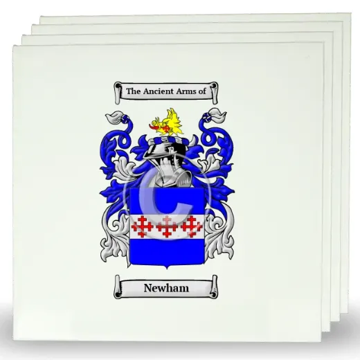 Newham Set of Four Large Tiles with Coat of Arms