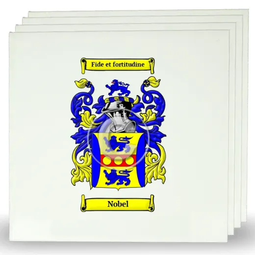 Nobel Set of Four Large Tiles with Coat of Arms