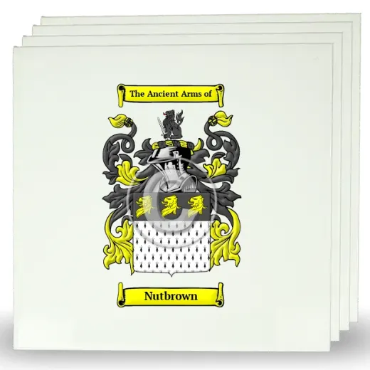 Nutbrown Set of Four Large Tiles with Coat of Arms