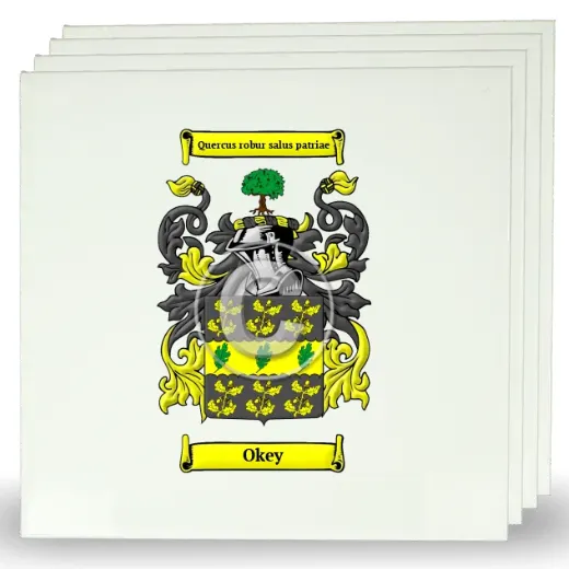 Okey Set of Four Large Tiles with Coat of Arms