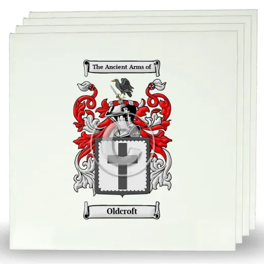 Oldcroft Set of Four Large Tiles with Coat of Arms