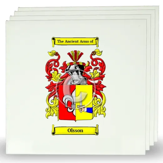 Olsson Set of Four Large Tiles with Coat of Arms