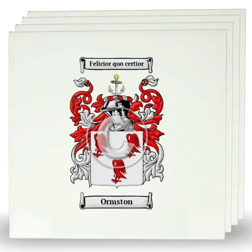 Ormston Set of Four Large Tiles with Coat of Arms