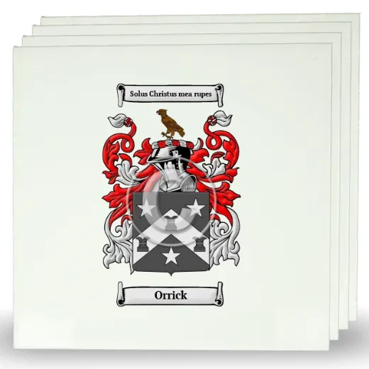 Orrick Set of Four Large Tiles with Coat of Arms