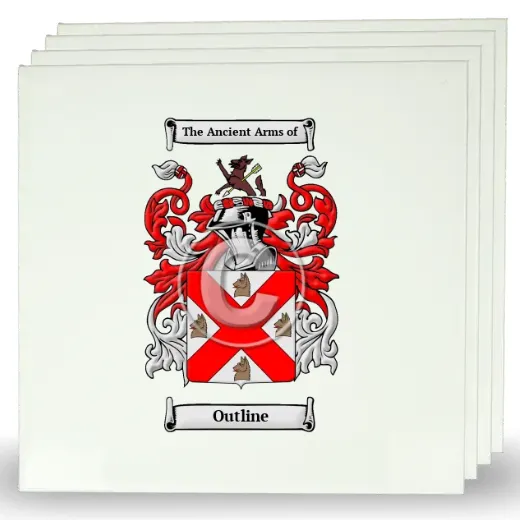 Outline Set of Four Large Tiles with Coat of Arms