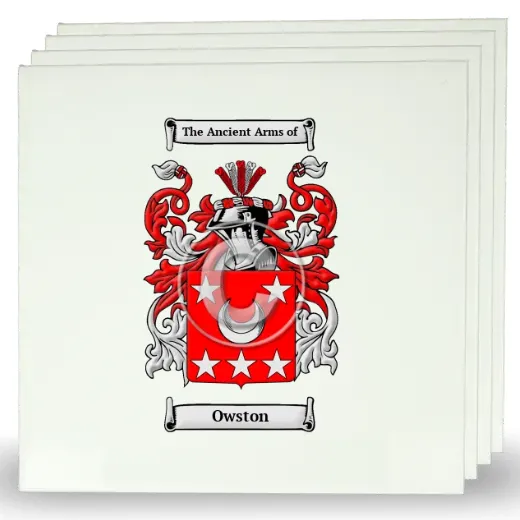 Owston Set of Four Large Tiles with Coat of Arms