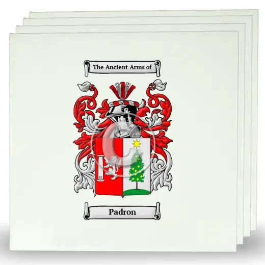 Padron Set of Four Large Tiles with Coat of Arms