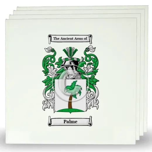 Palme Set of Four Large Tiles with Coat of Arms