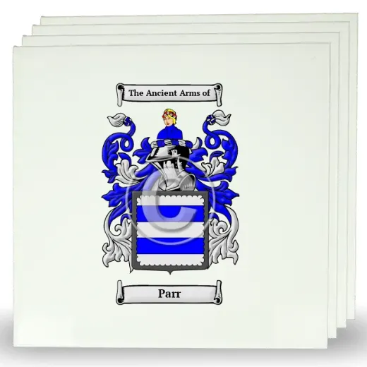 Parr Set of Four Large Tiles with Coat of Arms