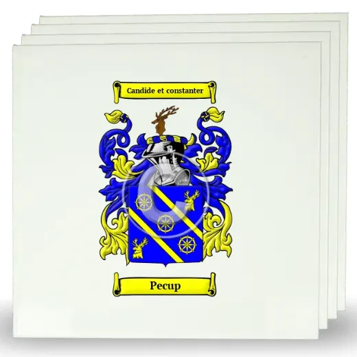 Pecup Set of Four Large Tiles with Coat of Arms