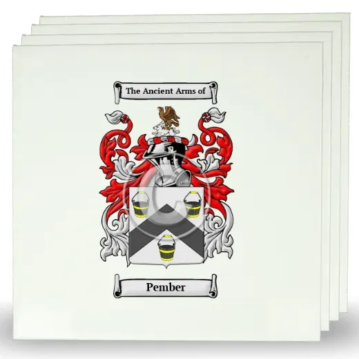 Pember Set of Four Large Tiles with Coat of Arms