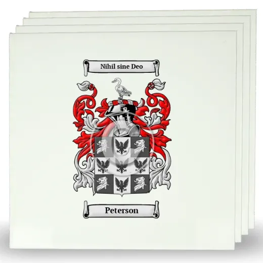 Peterson Set of Four Large Tiles with Coat of Arms