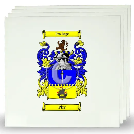 Phy Set of Four Large Tiles with Coat of Arms