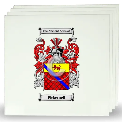 Pickernell Set of Four Large Tiles with Coat of Arms