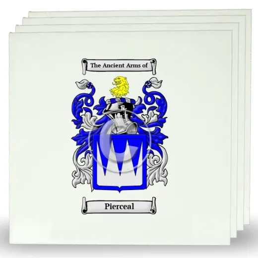 Pierceal Set of Four Large Tiles with Coat of Arms