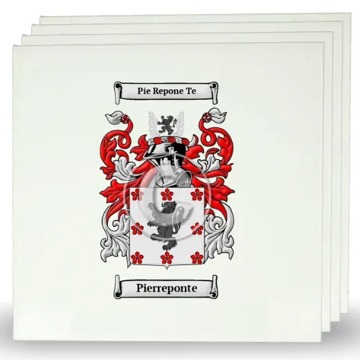Pierreponte Set of Four Large Tiles with Coat of Arms