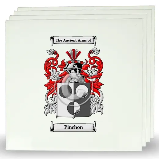 Pinchon Set of Four Large Tiles with Coat of Arms