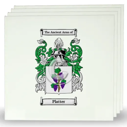 Platter Set of Four Large Tiles with Coat of Arms