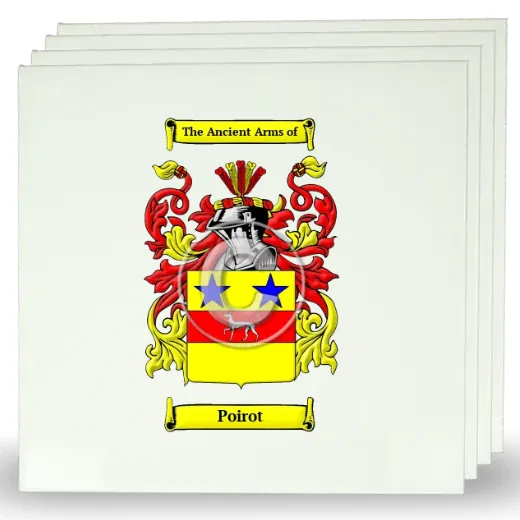 Poirot Set of Four Large Tiles with Coat of Arms