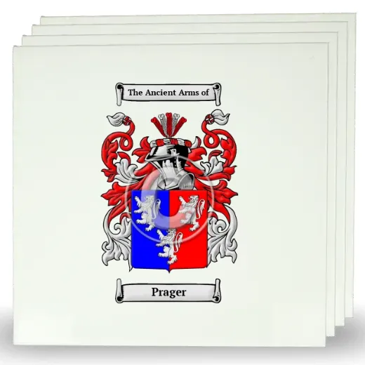 Prager Set of Four Large Tiles with Coat of Arms