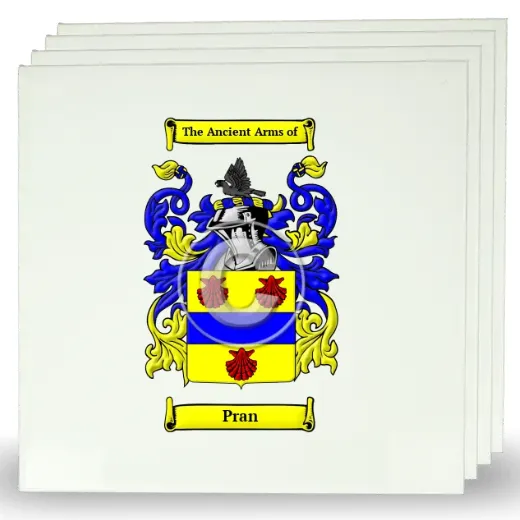 Pran Set of Four Large Tiles with Coat of Arms