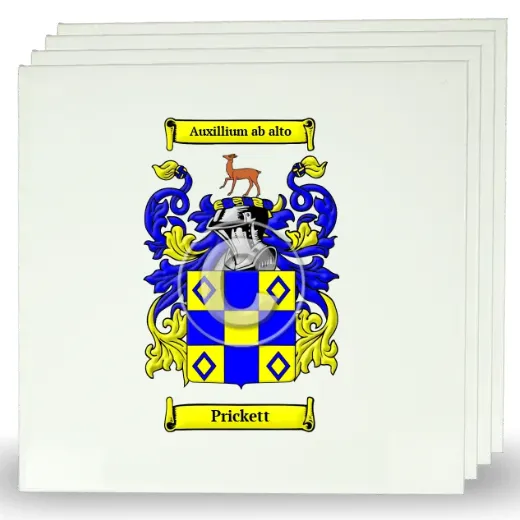 Prickett Set of Four Large Tiles with Coat of Arms