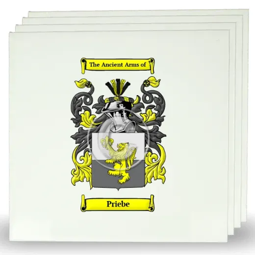 Priebe Set of Four Large Tiles with Coat of Arms
