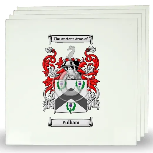 Pulham Set of Four Large Tiles with Coat of Arms