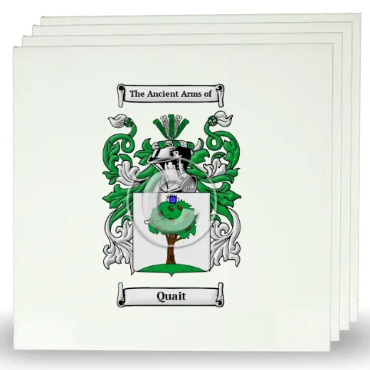 Quait Set of Four Large Tiles with Coat of Arms
