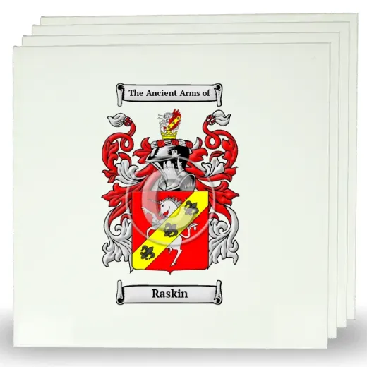 Raskin Set of Four Large Tiles with Coat of Arms