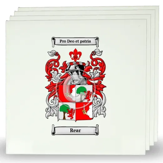 Rear Set of Four Large Tiles with Coat of Arms