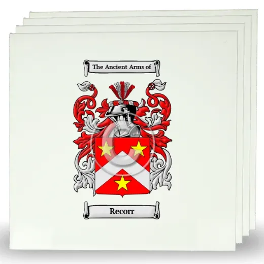 Recorr Set of Four Large Tiles with Coat of Arms