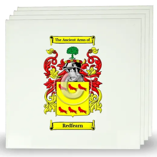 Redfearn Set of Four Large Tiles with Coat of Arms