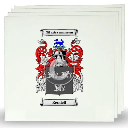 Rendell Set of Four Large Tiles with Coat of Arms