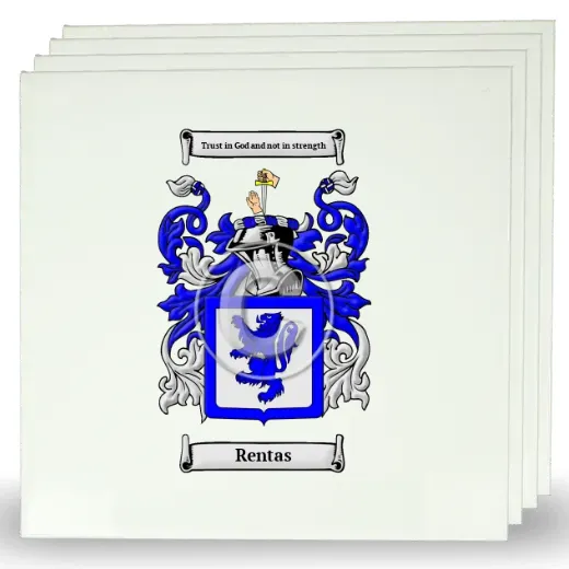 Rentas Set of Four Large Tiles with Coat of Arms