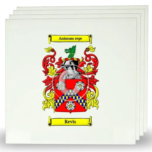 Revis Set of Four Large Tiles with Coat of Arms