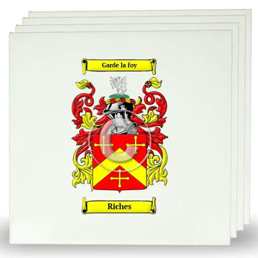 Riches Set of Four Large Tiles with Coat of Arms