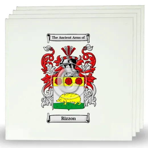 Rizzon Set of Four Large Tiles with Coat of Arms