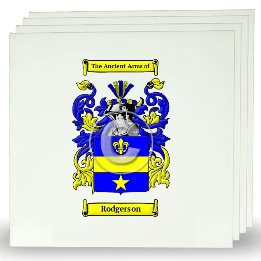 Rodgerson Set of Four Large Tiles with Coat of Arms