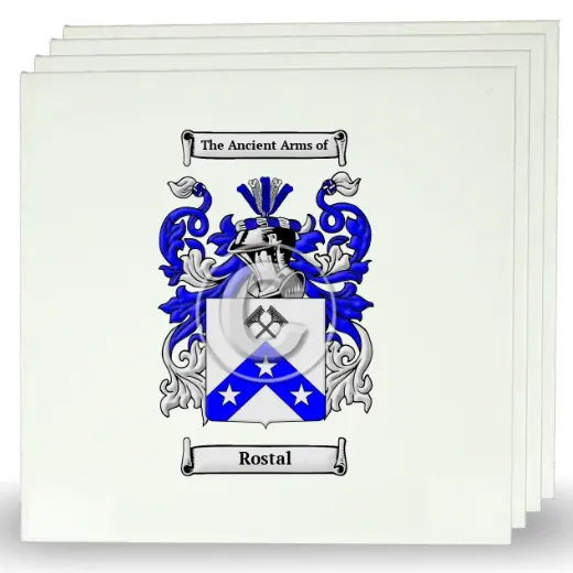 Rostal Set of Four Large Tiles with Coat of Arms