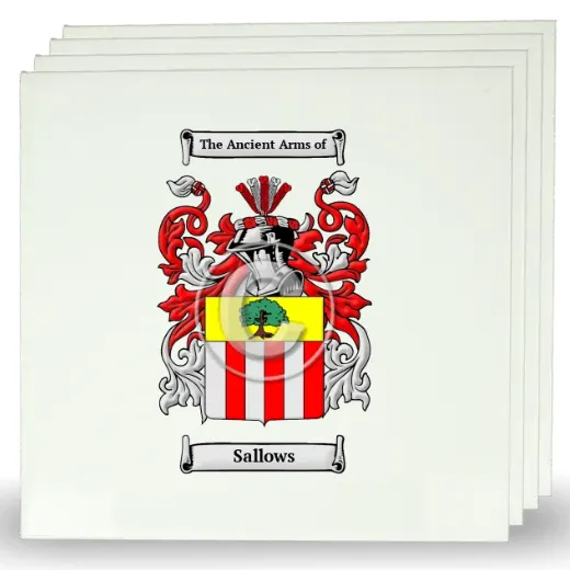Sallows Set of Four Large Tiles with Coat of Arms