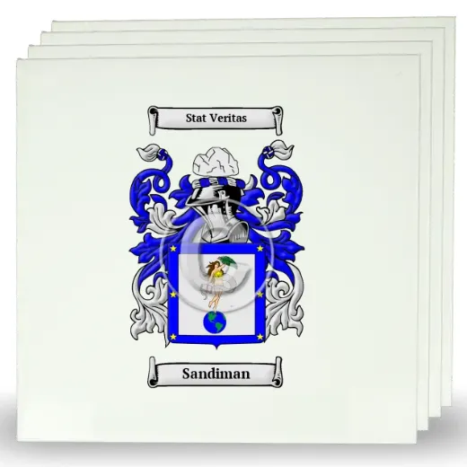 Sandiman Set of Four Large Tiles with Coat of Arms